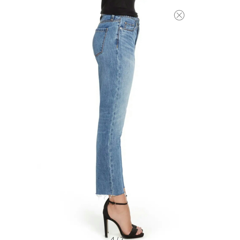 Straight Leg High-Rise Jean South Moon Under crop shorn hem